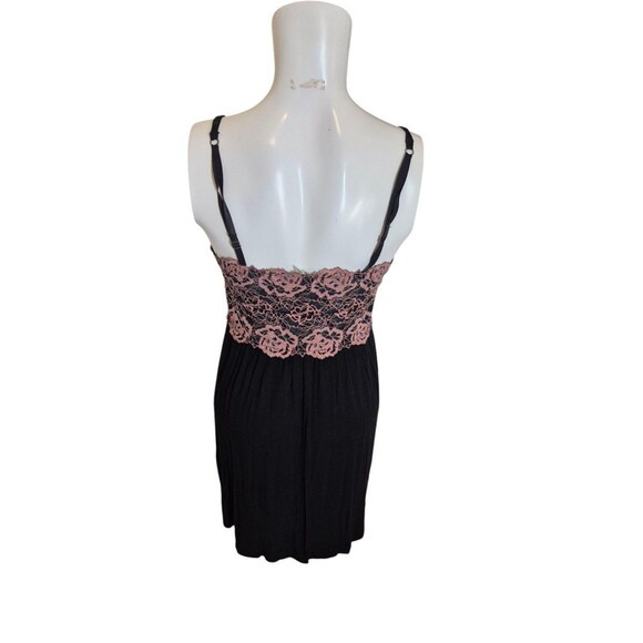 Soma Lace Overlay Chemise Slip Sress Teddy Nighty Pink Black Sz M - Picture 5 of 6